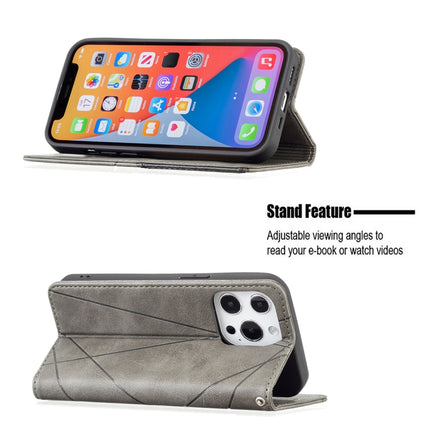 Rhombus Texture Horizontal Flip Magnetic Leather Case with Holder & Card Slots For iPhone 13 mini(Grey)-garmade.com