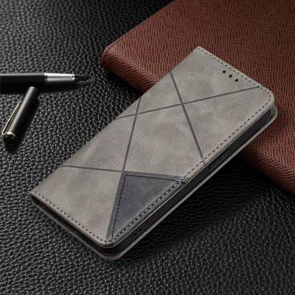 Rhombus Texture Horizontal Flip Magnetic Leather Case with Holder & Card Slots For iPhone 13 mini(Grey)-garmade.com