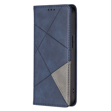 Rhombus Texture Horizontal Flip Magnetic Leather Case with Holder & Card Slots For iPhone 13 mini(Blue)-garmade.com