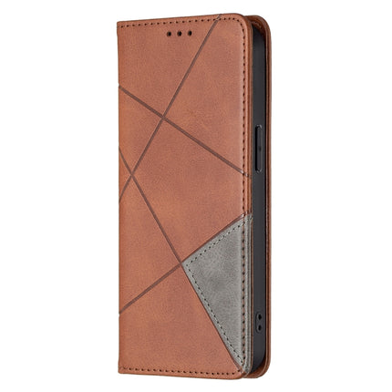 Rhombus Texture Horizontal Flip Magnetic Leather Case with Holder & Card Slots For iPhone 13 mini(Brown)-garmade.com