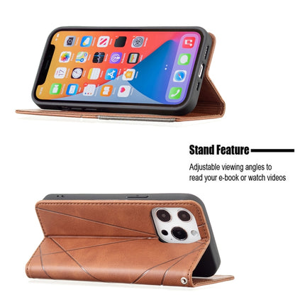 Rhombus Texture Horizontal Flip Magnetic Leather Case with Holder & Card Slots For iPhone 13 mini(Brown)-garmade.com