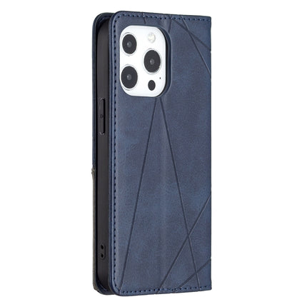 Rhombus Texture Horizontal Flip Magnetic Leather Case with Holder & Card Slots For iPhone 13(Blue)-garmade.com