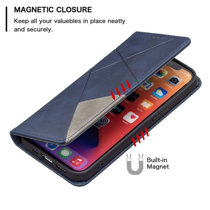 Rhombus Texture Horizontal Flip Magnetic Leather Case with Holder & Card Slots For iPhone 13(Blue)-garmade.com