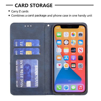 Rhombus Texture Horizontal Flip Magnetic Leather Case with Holder & Card Slots For iPhone 13 Pro(Blue)-garmade.com
