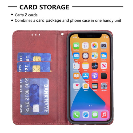 Rhombus Texture Horizontal Flip Magnetic Leather Case with Holder & Card Slots For iPhone 13 Pro Max(Red)-garmade.com