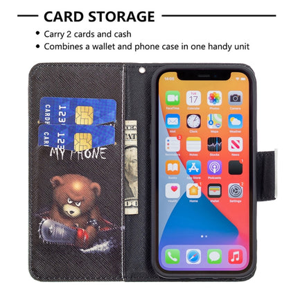 Colored Drawing Pattern Horizontal Flip Leather Case with Holder & Card Slots & Wallet For iPhone 13 mini(Bear)-garmade.com