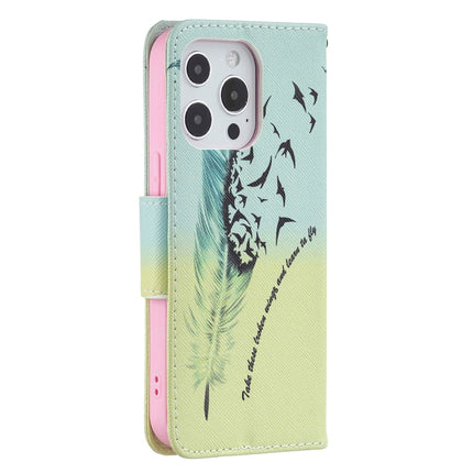 Colored Drawing Pattern Horizontal Flip Leather Case with Holder & Card Slots & Wallet For iPhone 13 mini(Feather)-garmade.com