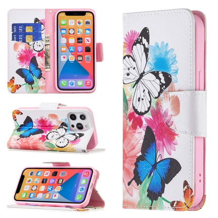Colored Drawing Pattern Horizontal Flip Leather Case with Holder & Card Slots & Wallet For iPhone 13(Two Butterflies)-garmade.com