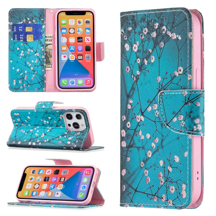 Colored Drawing Pattern Horizontal Flip Leather Case with Holder & Card Slots & Wallet For iPhone 13(Plum Blossom)-garmade.com