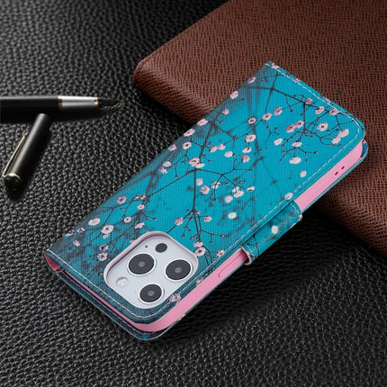 Colored Drawing Pattern Horizontal Flip Leather Case with Holder & Card Slots & Wallet For iPhone 13(Plum Blossom)-garmade.com