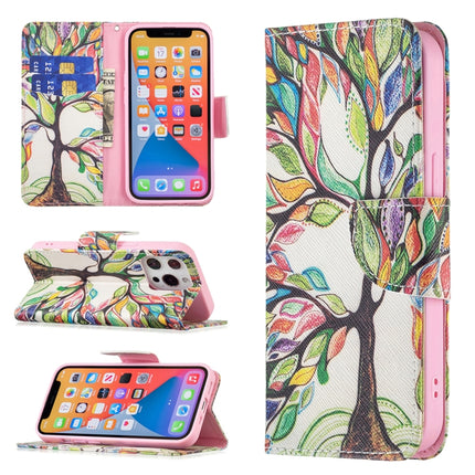 Colored Drawing Pattern Horizontal Flip Leather Case with Holder & Card Slots & Wallet For iPhone 13(Tree of Life)-garmade.com