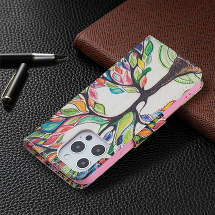 Colored Drawing Pattern Horizontal Flip Leather Case with Holder & Card Slots & Wallet For iPhone 13 Pro(Tree of Life)-garmade.com
