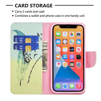 Colored Drawing Pattern Horizontal Flip Leather Case with Holder & Card Slots & Wallet For iPhone 13 Pro Max(Feather)-garmade.com