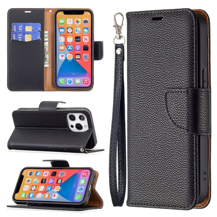 Litchi Texture Pure Color Horizontal Flip Leather Case with Holder & Card Slots & Wallet & Lanyard For iPhone 13 mini(Black)-garmade.com