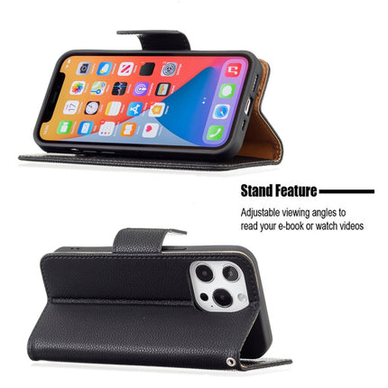 Litchi Texture Pure Color Horizontal Flip Leather Case with Holder & Card Slots & Wallet & Lanyard For iPhone 13 mini(Black)-garmade.com