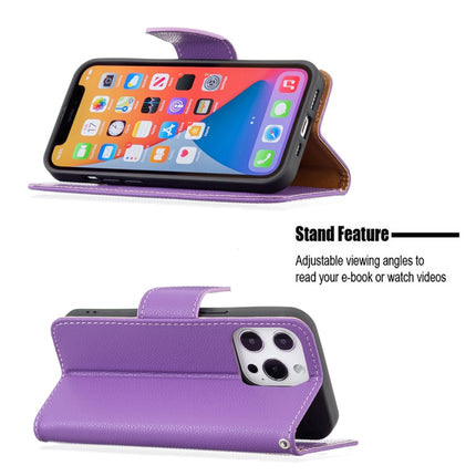 Litchi Texture Pure Color Horizontal Flip Leather Case with Holder & Card Slots & Wallet & Lanyard For iPhone 13 mini(Purplez)-garmade.com