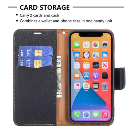 Litchi Texture Pure Color Horizontal Flip Leather Case with Holder & Card Slots & Wallet & Lanyard For iPhone 13(Black)-garmade.com