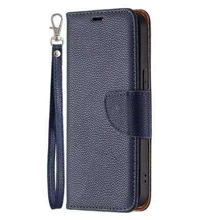 Litchi Texture Pure Color Horizontal Flip Leather Case with Holder & Card Slots & Wallet & Lanyard For iPhone 13(Blue)-garmade.com