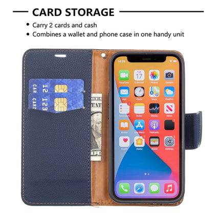 Litchi Texture Pure Color Horizontal Flip Leather Case with Holder & Card Slots & Wallet & Lanyard For iPhone 13(Blue)-garmade.com