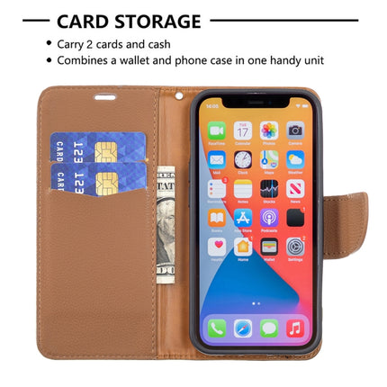 Litchi Texture Pure Color Horizontal Flip Leather Case with Holder & Card Slots & Wallet & Lanyard For iPhone 13(Brown)-garmade.com