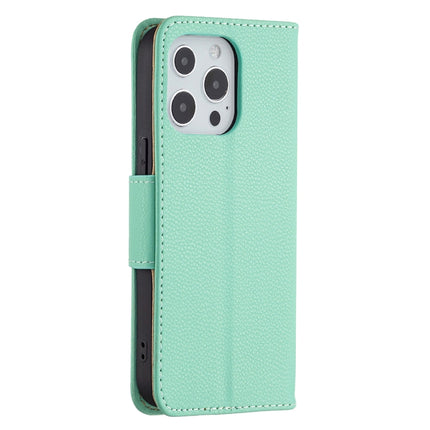 Litchi Texture Pure Color Horizontal Flip Leather Case with Holder & Card Slots & Wallet & Lanyard For iPhone 13(Green)-garmade.com