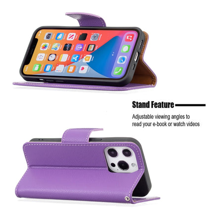 Litchi Texture Pure Color Horizontal Flip Leather Case with Holder & Card Slots & Wallet & Lanyard For iPhone 13(Purplez)-garmade.com