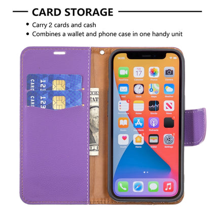 Litchi Texture Pure Color Horizontal Flip Leather Case with Holder & Card Slots & Wallet & Lanyard For iPhone 13(Purplez)-garmade.com