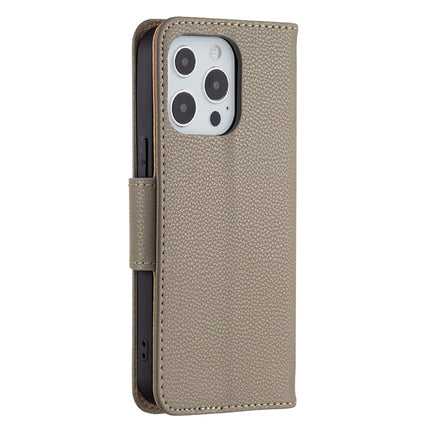 Litchi Texture Pure Color Horizontal Flip Leather Case with Holder & Card Slots & Wallet & Lanyard For iPhone 13(Grey)-garmade.com