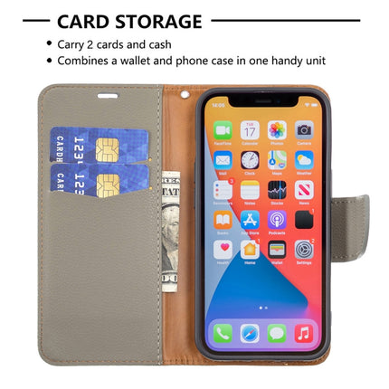 Litchi Texture Pure Color Horizontal Flip Leather Case with Holder & Card Slots & Wallet & Lanyard For iPhone 13(Grey)-garmade.com