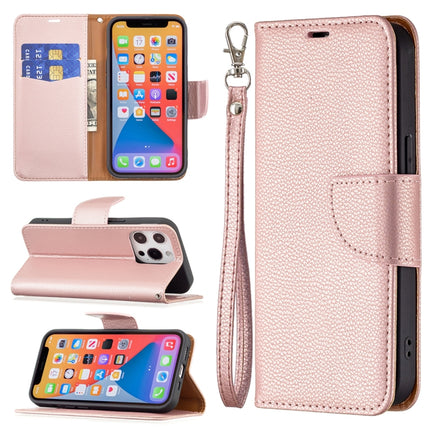 Litchi Texture Pure Color Horizontal Flip Leather Case with Holder & Card Slots & Wallet & Lanyard For iPhone 13 Pro(Rose Gold)-garmade.com