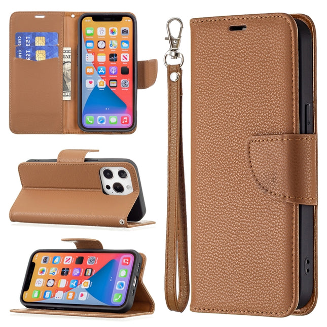 Litchi Texture Pure Color Horizontal Flip Leather Case with Holder & Card Slots & Wallet & Lanyard For iPhone 13 Pro(Brown)-garmade.com