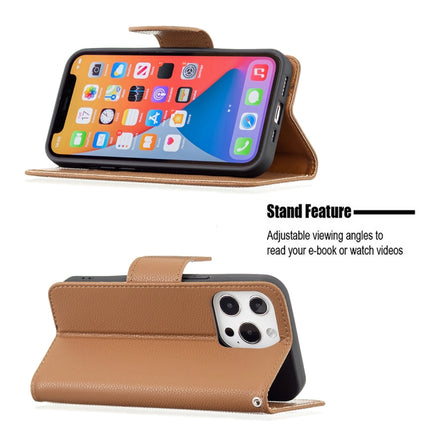 Litchi Texture Pure Color Horizontal Flip Leather Case with Holder & Card Slots & Wallet & Lanyard For iPhone 13 Pro(Brown)-garmade.com
