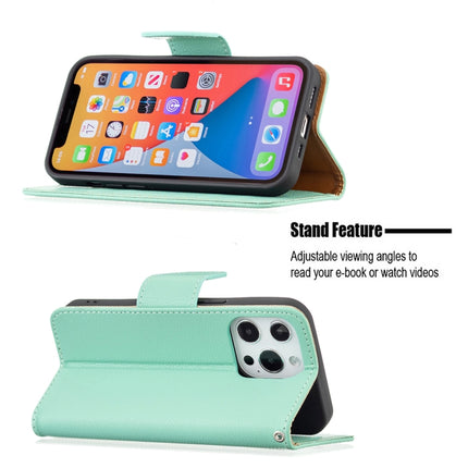 Litchi Texture Pure Color Horizontal Flip Leather Case with Holder & Card Slots & Wallet & Lanyard For iPhone 13 Pro(Green)-garmade.com