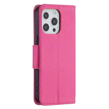 Litchi Texture Pure Color Horizontal Flip Leather Case with Holder & Card Slots & Wallet & Lanyard For iPhone 13 Pro(Rose Red)-garmade.com