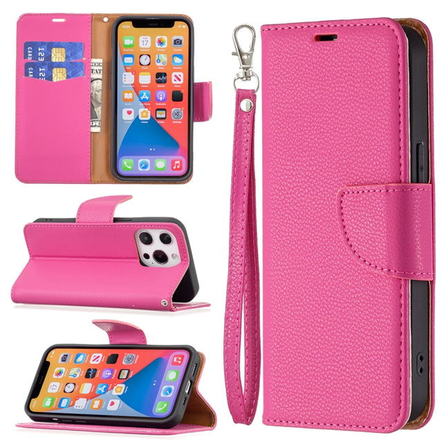 Litchi Texture Pure Color Horizontal Flip Leather Case with Holder & Card Slots & Wallet & Lanyard For iPhone 13 Pro Max(Rose Red)-garmade.com