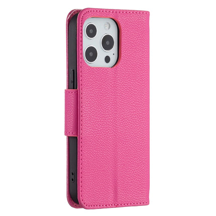 Litchi Texture Pure Color Horizontal Flip Leather Case with Holder & Card Slots & Wallet & Lanyard For iPhone 13 Pro Max(Rose Red)-garmade.com