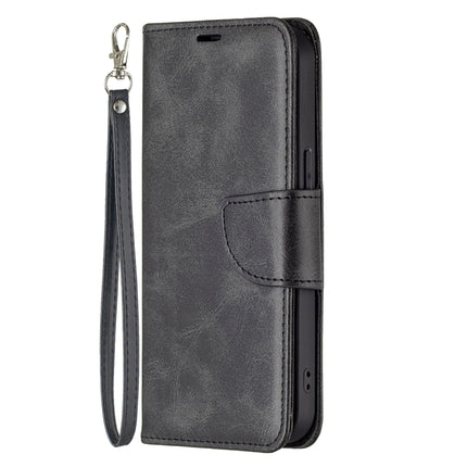 For iPhone 13 mini Retro Lambskin Texture Pure Color Horizontal Flip PU Leather Case, with Holder & Card Slots & Wallet & Lanyard(Black)-garmade.com