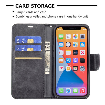 For iPhone 13 mini Retro Lambskin Texture Pure Color Horizontal Flip PU Leather Case, with Holder & Card Slots & Wallet & Lanyard(Black)-garmade.com