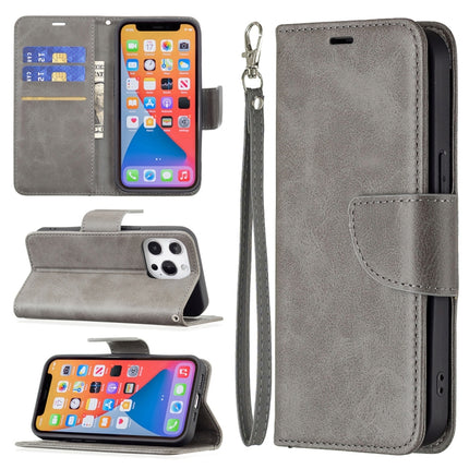 For iPhone 13 mini Retro Lambskin Texture Pure Color Horizontal Flip PU Leather Case, with Holder & Card Slots & Wallet & Lanyard(Grey)-garmade.com