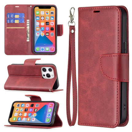 For iPhone 13 mini Retro Lambskin Texture Pure Color Horizontal Flip PU Leather Case, with Holder & Card Slots & Wallet & Lanyard(Red)-garmade.com
