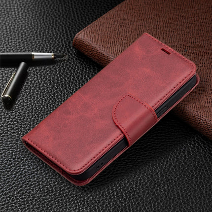 For iPhone 13 mini Retro Lambskin Texture Pure Color Horizontal Flip PU Leather Case, with Holder & Card Slots & Wallet & Lanyard(Red)-garmade.com