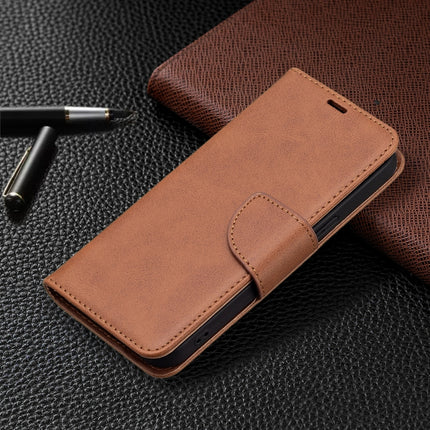For iPhone 13 mini Retro Lambskin Texture Pure Color Horizontal Flip PU Leather Case, with Holder & Card Slots & Wallet & Lanyard(Brown)-garmade.com