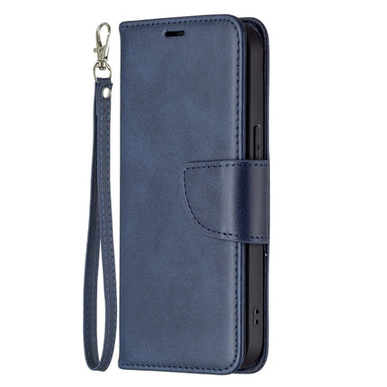 For iPhone 13 mini Retro Lambskin Texture Pure Color Horizontal Flip PU Leather Case, with Holder & Card Slots & Wallet & Lanyard(Blue)-garmade.com