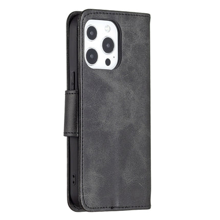 For iPhone 13 Retro Lambskin Texture Pure Color Horizontal Flip PU Leather Case, with Holder & Card Slots & Wallet & Lanyard(Black)-garmade.com