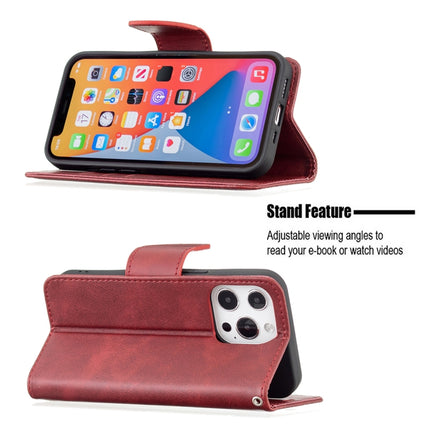 For iPhone 13 Retro Lambskin Texture Pure Color Horizontal Flip PU Leather Case, with Holder & Card Slots & Wallet & Lanyard(Red)-garmade.com