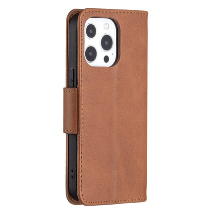 For iPhone 13 Retro Lambskin Texture Pure Color Horizontal Flip PU Leather Case, with Holder & Card Slots & Wallet & Lanyard(Brown)-garmade.com