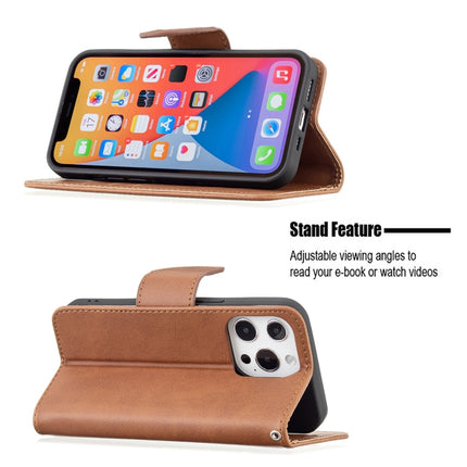 For iPhone 13 Retro Lambskin Texture Pure Color Horizontal Flip PU Leather Case, with Holder & Card Slots & Wallet & Lanyard(Brown)-garmade.com