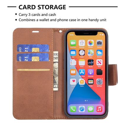 For iPhone 13 Retro Lambskin Texture Pure Color Horizontal Flip PU Leather Case, with Holder & Card Slots & Wallet & Lanyard(Brown)-garmade.com