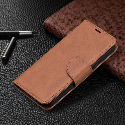 For iPhone 13 Retro Lambskin Texture Pure Color Horizontal Flip PU Leather Case, with Holder & Card Slots & Wallet & Lanyard(Brown)-garmade.com