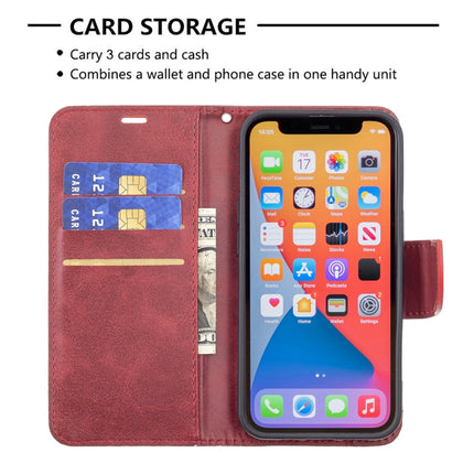 For iPhone 13 Pro Retro Lambskin Texture Pure Color Horizontal Flip PU Leather Case, with Holder & Card Slots & Wallet & Lanyard(Red)-garmade.com